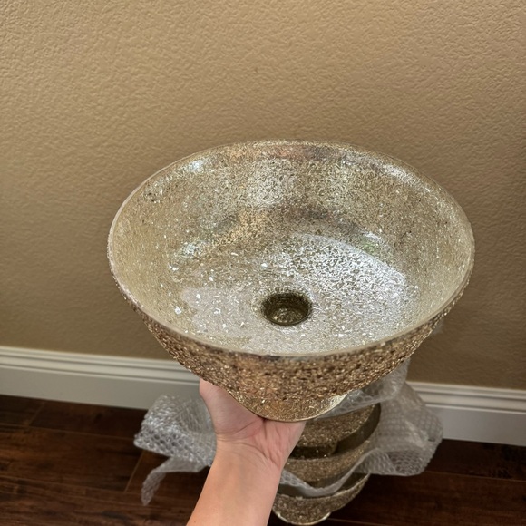 Gold Glitter Compote Vase Bowl - NEW - Picture 5 of 6